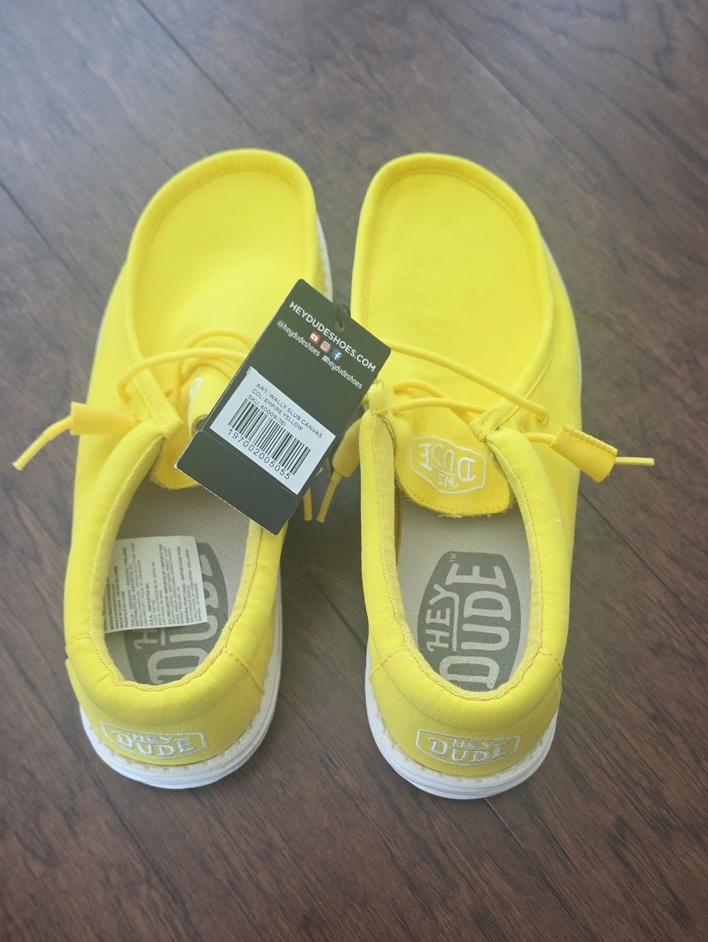 Hey Dude Mens Yellow Canvas Slip-On Sneakers